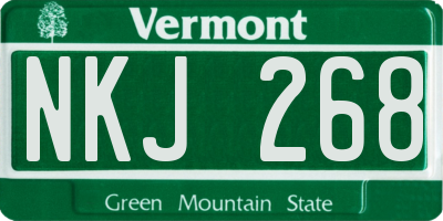 VT license plate NKJ268