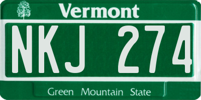 VT license plate NKJ274