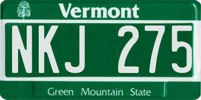 VT license plate NKJ275