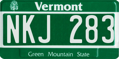 VT license plate NKJ283