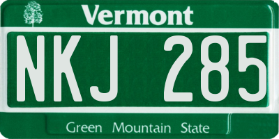 VT license plate NKJ285