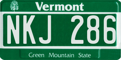 VT license plate NKJ286