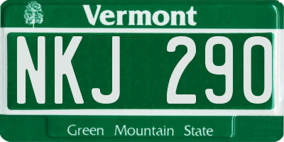 VT license plate NKJ290