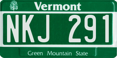 VT license plate NKJ291