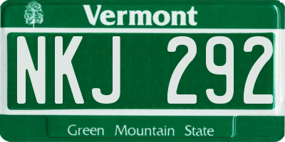 VT license plate NKJ292