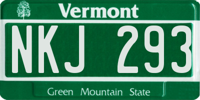 VT license plate NKJ293