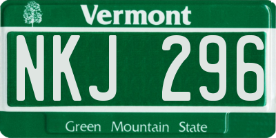 VT license plate NKJ296