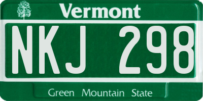 VT license plate NKJ298