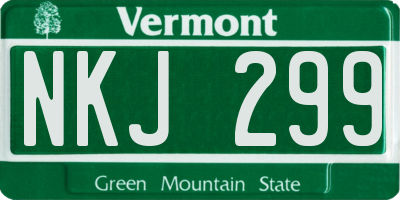 VT license plate NKJ299