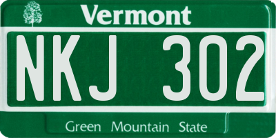 VT license plate NKJ302