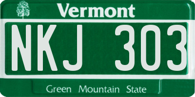 VT license plate NKJ303