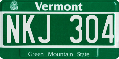 VT license plate NKJ304