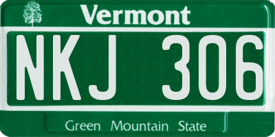 VT license plate NKJ306