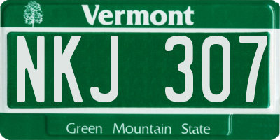 VT license plate NKJ307