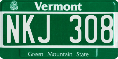 VT license plate NKJ308
