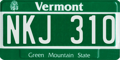 VT license plate NKJ310