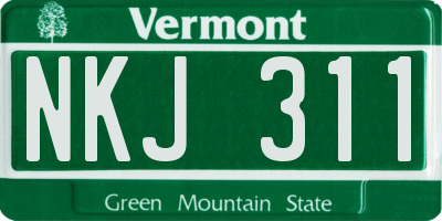 VT license plate NKJ311