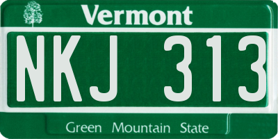 VT license plate NKJ313
