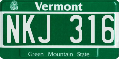 VT license plate NKJ316