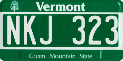 VT license plate NKJ323