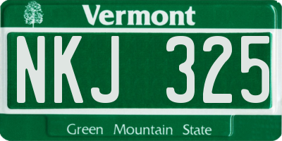 VT license plate NKJ325