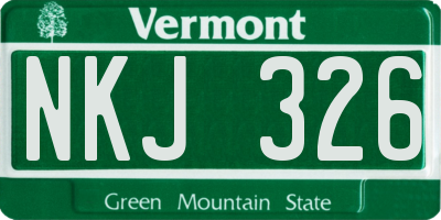 VT license plate NKJ326