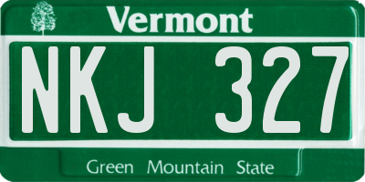 VT license plate NKJ327