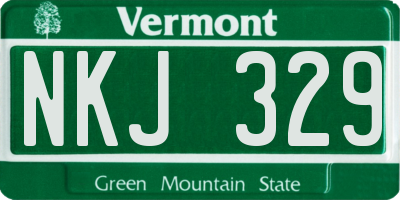 VT license plate NKJ329