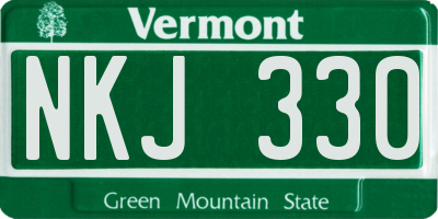 VT license plate NKJ330