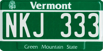 VT license plate NKJ333