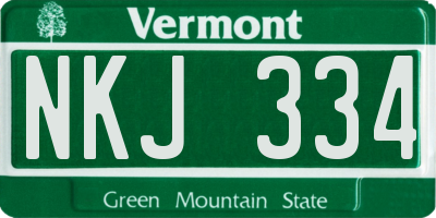 VT license plate NKJ334