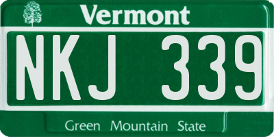 VT license plate NKJ339