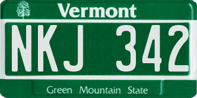 VT license plate NKJ342