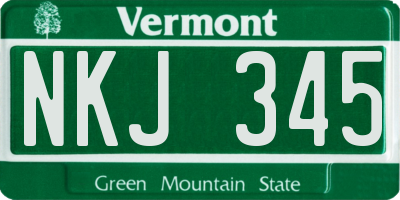 VT license plate NKJ345