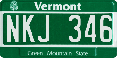 VT license plate NKJ346
