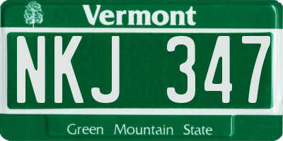 VT license plate NKJ347