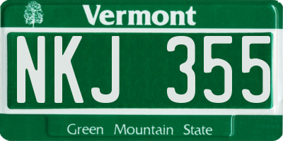 VT license plate NKJ355