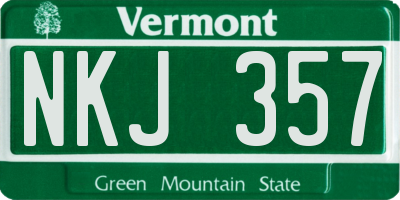 VT license plate NKJ357