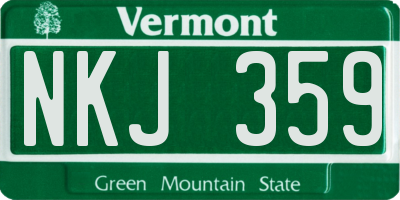 VT license plate NKJ359