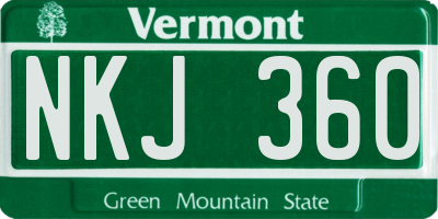 VT license plate NKJ360