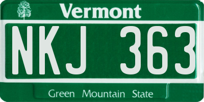 VT license plate NKJ363