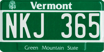 VT license plate NKJ365