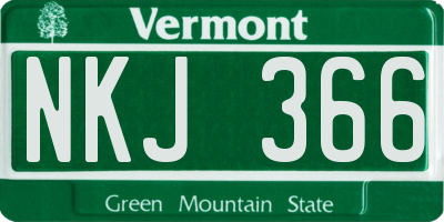 VT license plate NKJ366