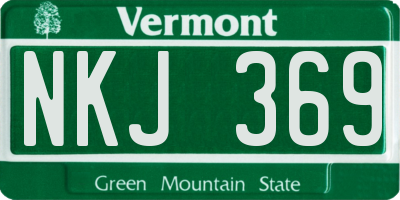 VT license plate NKJ369