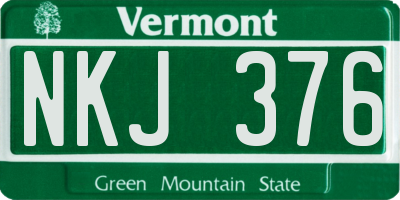 VT license plate NKJ376