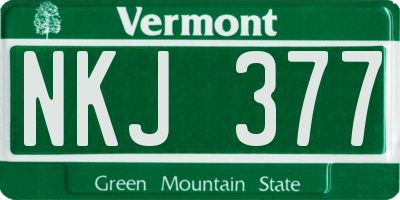 VT license plate NKJ377