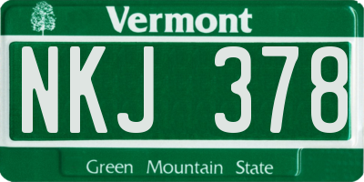 VT license plate NKJ378