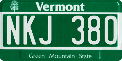 VT license plate NKJ380