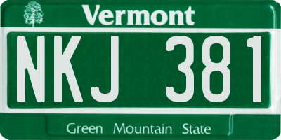 VT license plate NKJ381