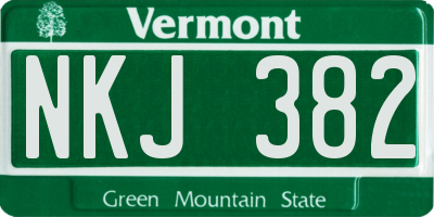 VT license plate NKJ382